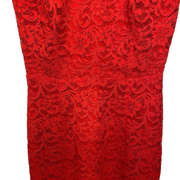 BARNEY’s NEW YORK Red Lace Sleeveless Bodycon Mini Dress Size 0 - Picture 4 of 9